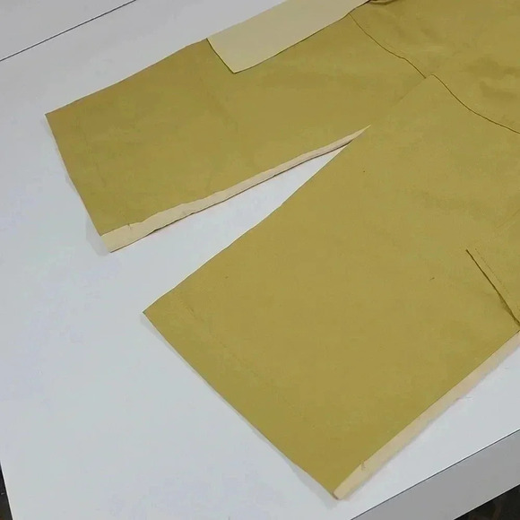 ZARA TAPERED FIT POCKETED PANTS PATCHWORK FULL LENGTH OLIVE GREEN - Picture 6 of 12